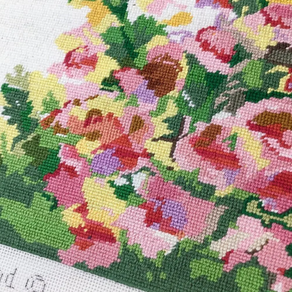 Finished Ready to Frame Needlepoint Too Peas of Mind Snapdragon Hand Painted - Picture 4 of 8